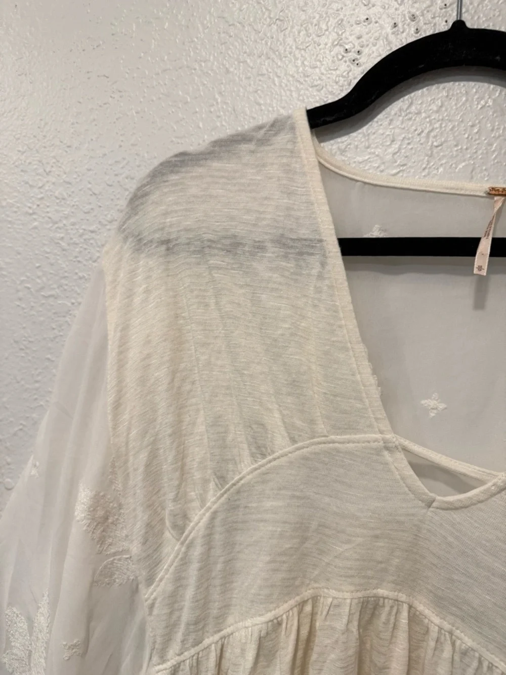 Free People Ivory Embroidered New World Kaftan Top Boho Flowy Festival Vibes XS